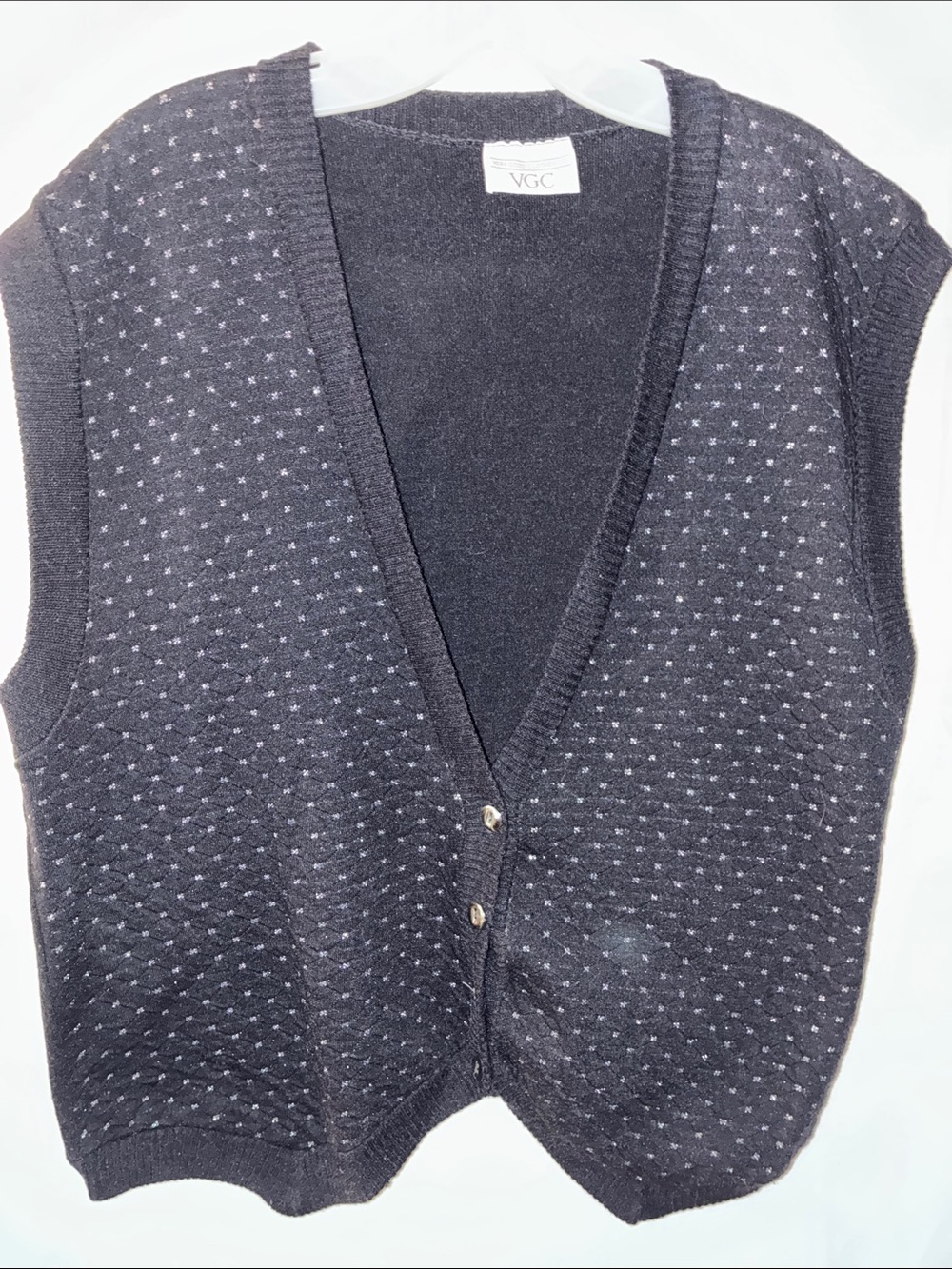 Women's Black Knit Button-Front Sweater Vest